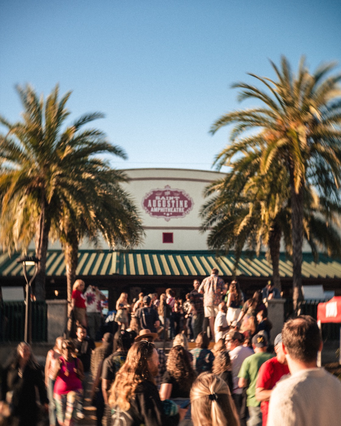 St. Augustine Amphitheatre entrance and arriving crowd, venue photography