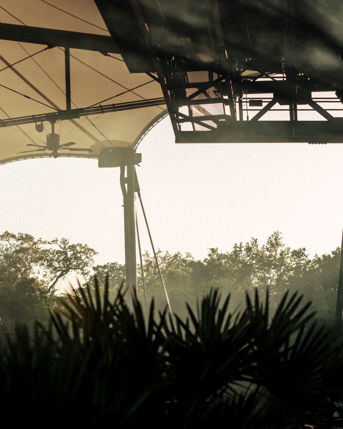 St. Augustine Amphitheatre canopy structure at sunset, architectural photography