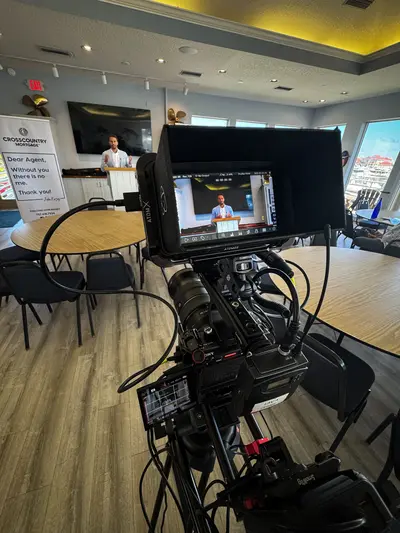 Corporate video production for CrossCountry Mortgage in St. Augustine, FL - behind the scenes with First Sight Films