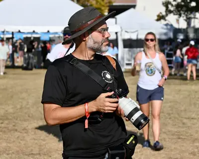 First Sight Films owner Diego Cerquera at Sing Out Loud Festival, Francis Field, St. Augustine, FL