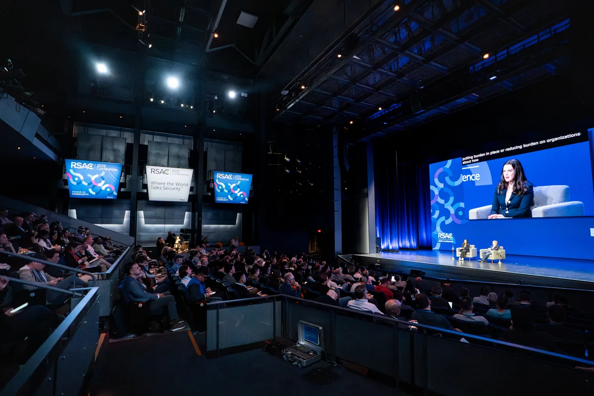 Keynote session on the main stage at the RSAC 2026 conference — First Sight Films corporate event photography