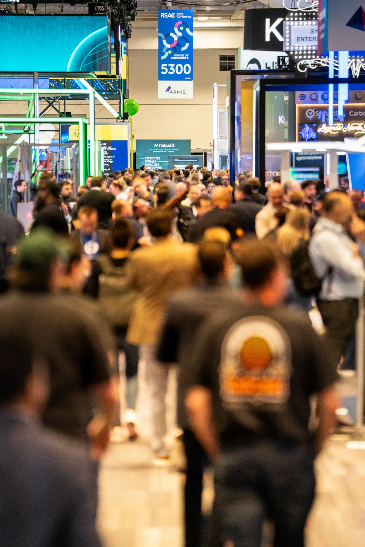 Crowd on the expo floor at the RSAC conference — First Sight Films corporate event photography