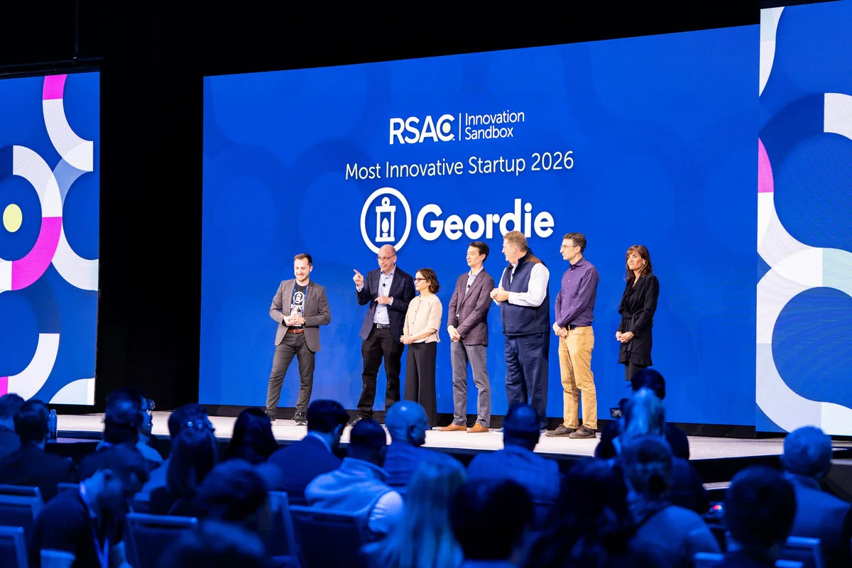 Event photographer in St. Augustine — RSAC Innovation Sandbox Most Innovative Startup 2026 award on stage