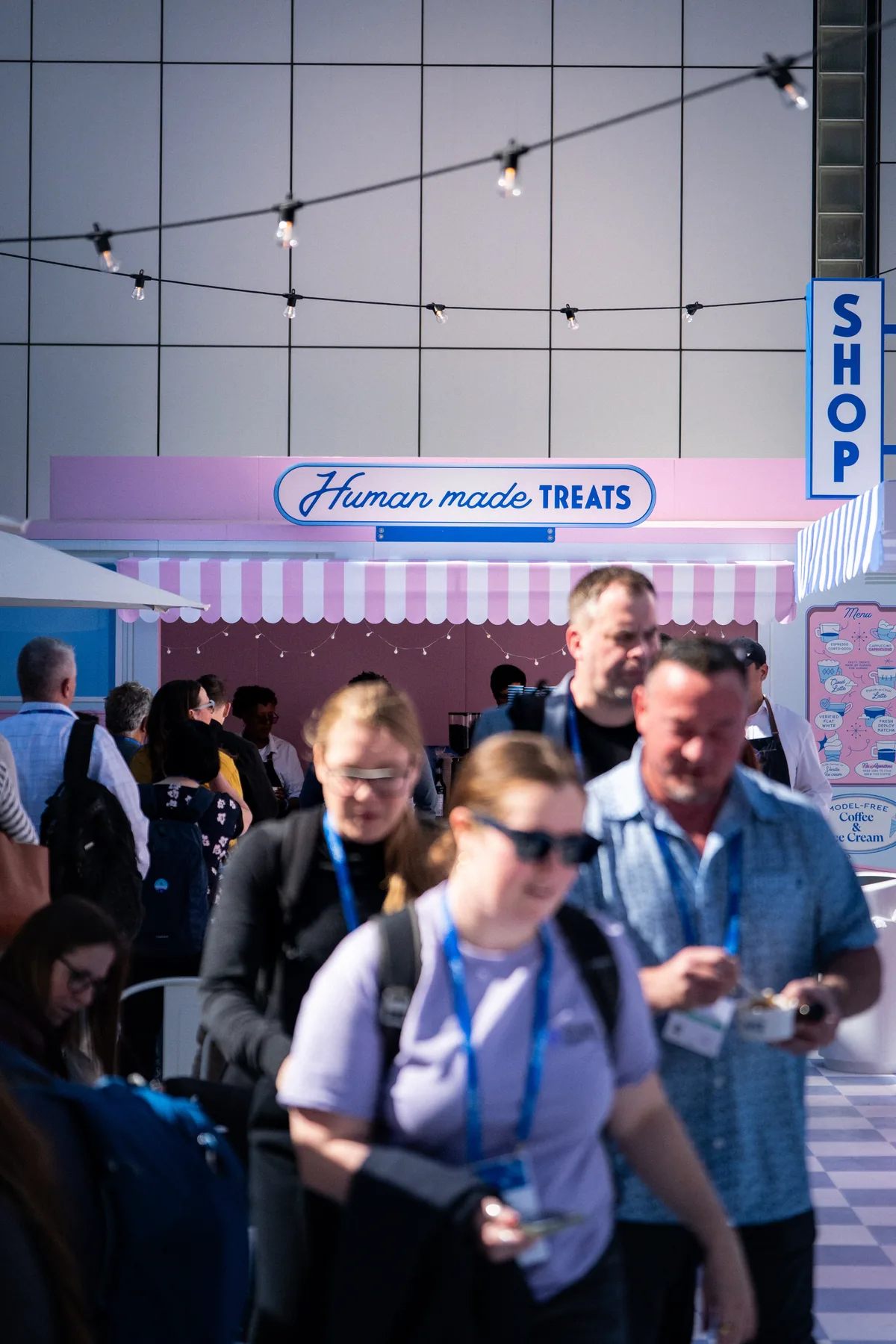 Crowd at the Human Made Treats sponsor activation, RSAC 2026 in San Francisco, CA — First Sight Films corporate event photography
