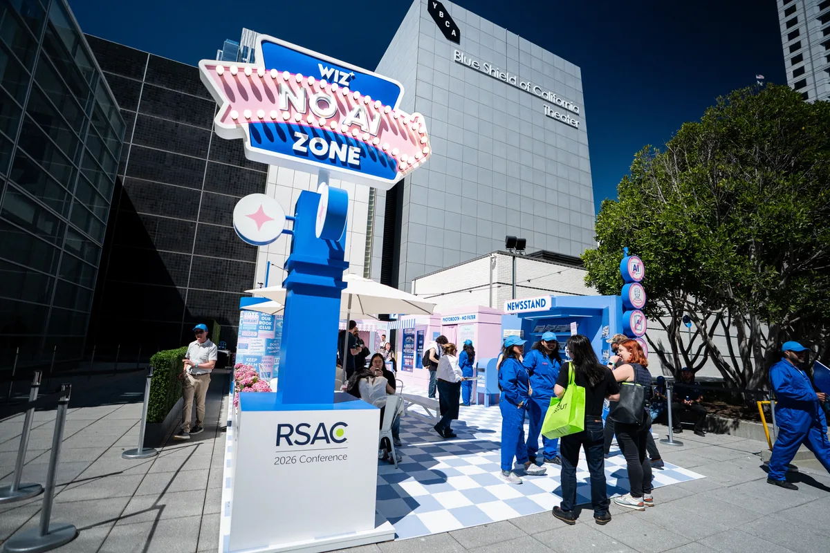 Wiz No AI Zone sponsor activation outside the YBCA at RSAC 2026 in San Francisco, CA — First Sight Films corporate event photography