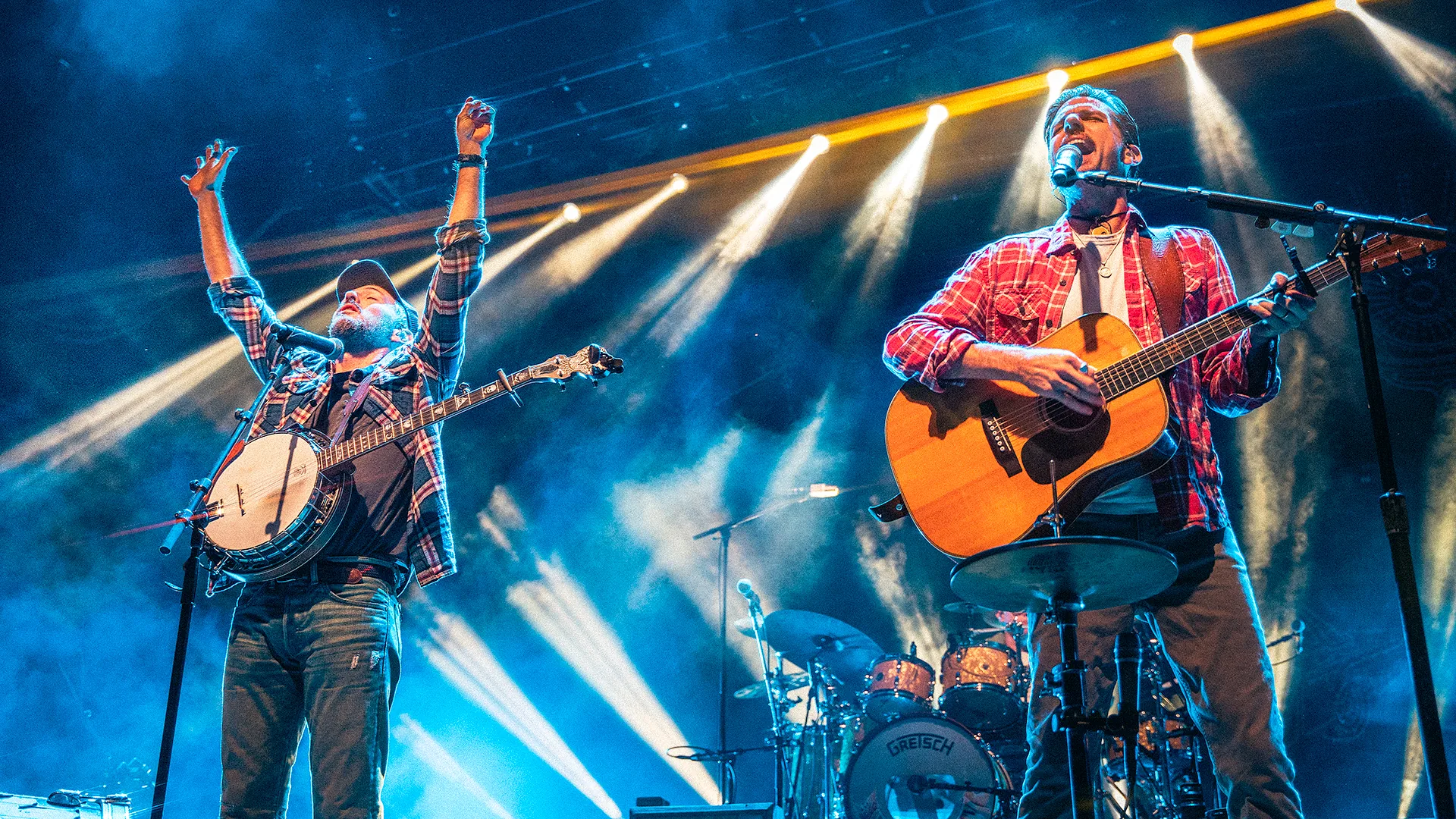 The Avett Brothers performing at St. Augustine Amphitheatre