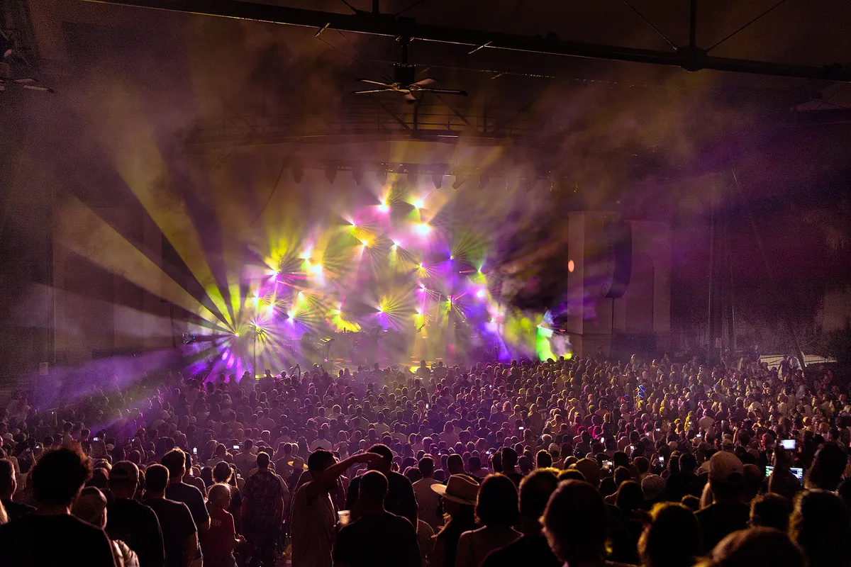Goose concert at St. Augustine Amphitheatre - crowd and stage lighting by First Sight Films